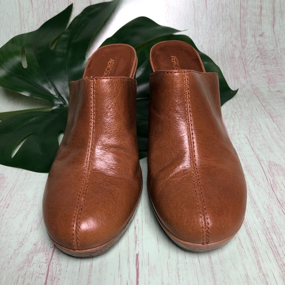 Aerosoles Blind Date Brown Leather Mules Slip On - Picture 2 of 8